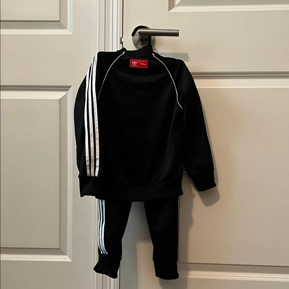 Adidas Black Disney Mickey Mouse Tracksuit with White Stripes Size 4T